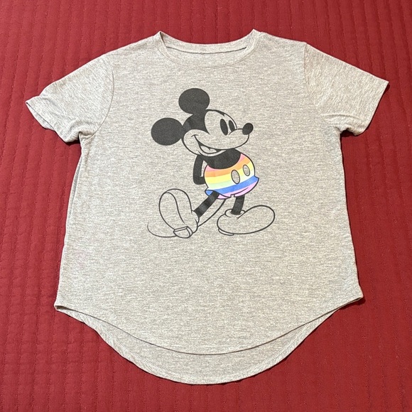 Disney Tops - Disney Mickey Mouse Charcoal Mickey Mouse Rainbow Tee Size 11/13 Large